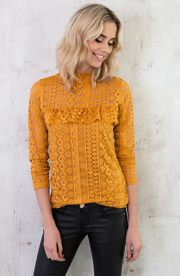 Most Wanted Lace Sleeve Oker – shoparchief, foto 5