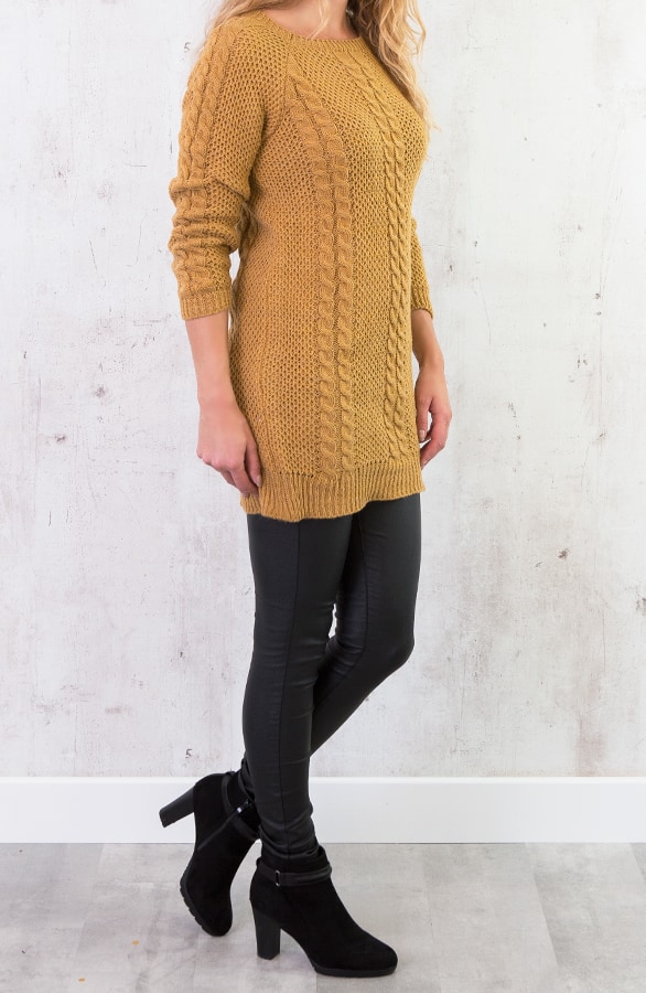 Cable Knit Sweater Okergeel – shoparchief, foto 2