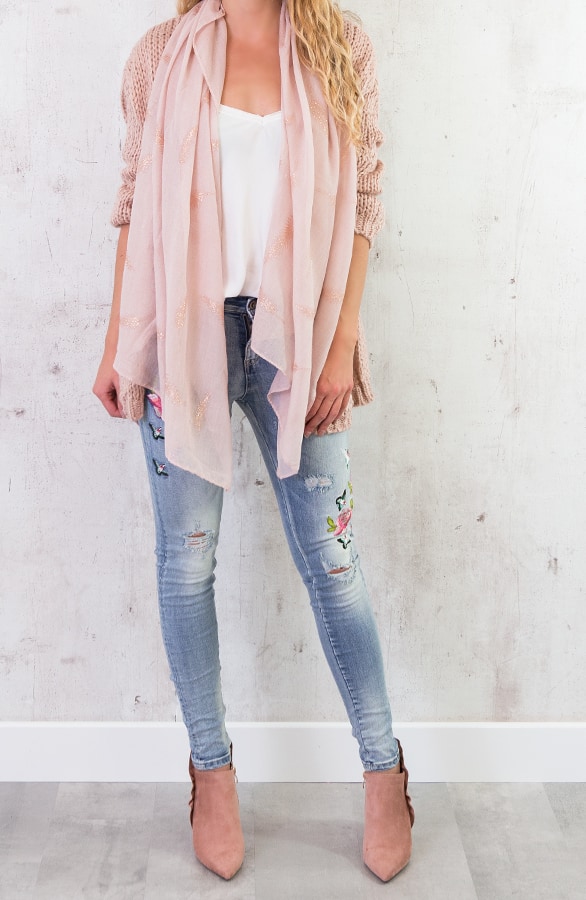 Blad Motief Sjaal Roze – shoparchief, foto 3