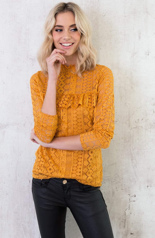 Most Wanted Lace Sleeve Oker – shoparchief, foto 7