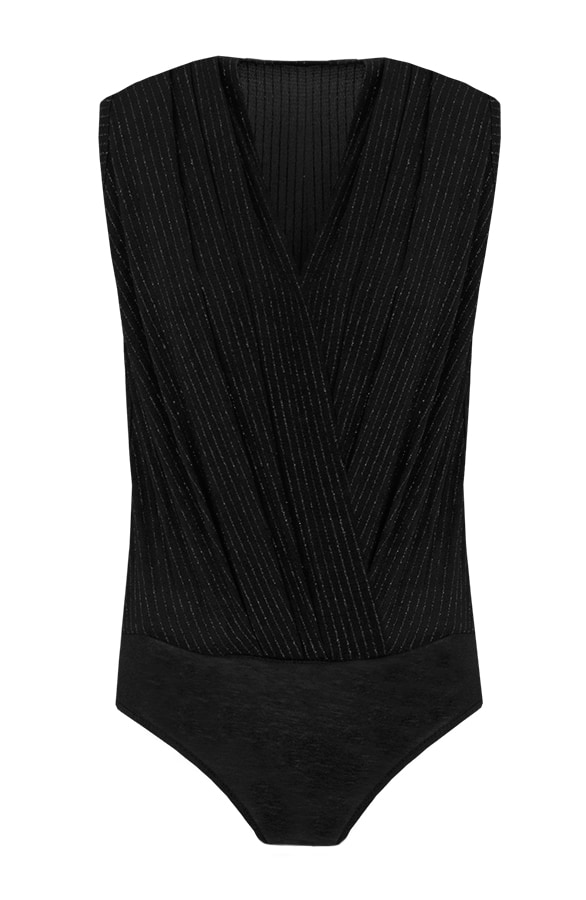 Gestreepte Glitter Body Zwart – shoparchief