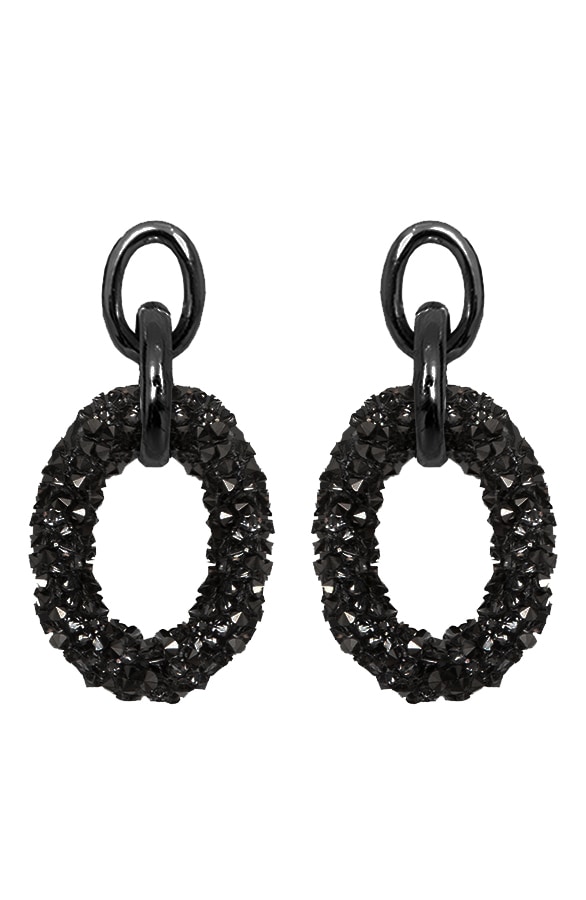 Oval Luxury Oorbellen Zwart Metal – shoparchief