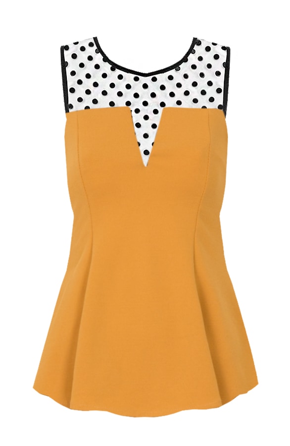 Polkadot Peplum Top Oker – shoparchief