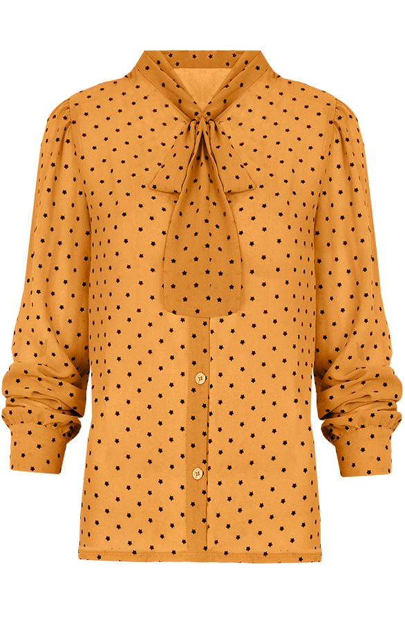 Sterrenprint Velours Blouse Oker – shoparchief