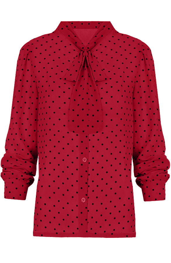 Sterrenprint Velours Blouse Rood – shoparchief