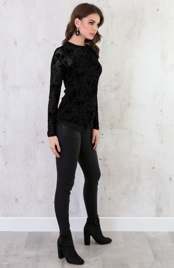 Velvet Bloemen Sleeve Zwart – shoparchief, foto 3