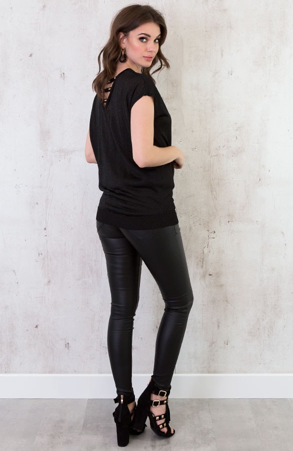 Studs Glitter Top Zwart – shoparchief, foto 3