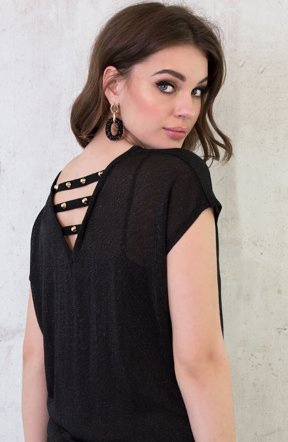 Studs Glitter Top Zwart – shoparchief, foto 5