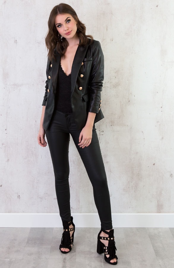 Leren Blazer Limited Zwart – shoparchief, foto 3