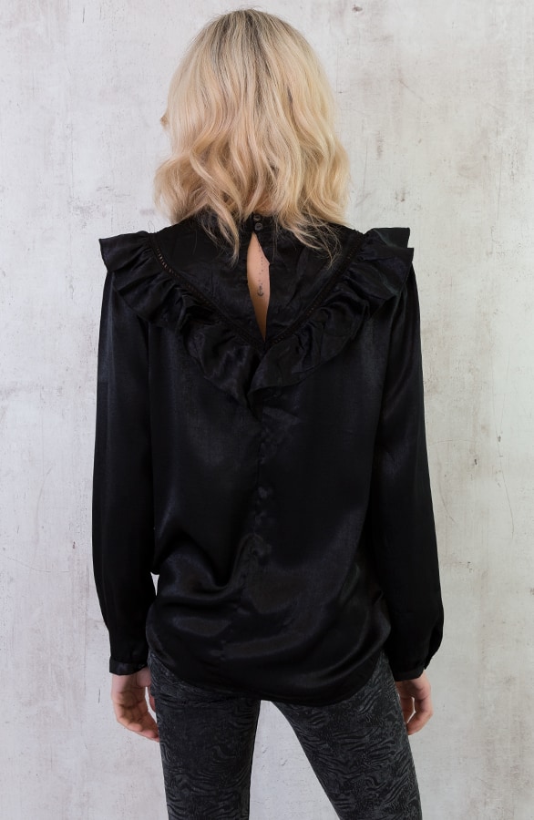 Velvet Blouse Zwart – shoparchief, foto 5