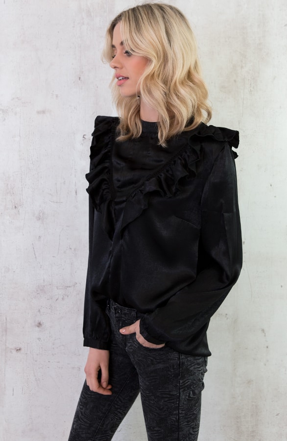 Velvet Blouse Zwart – shoparchief, foto 4
