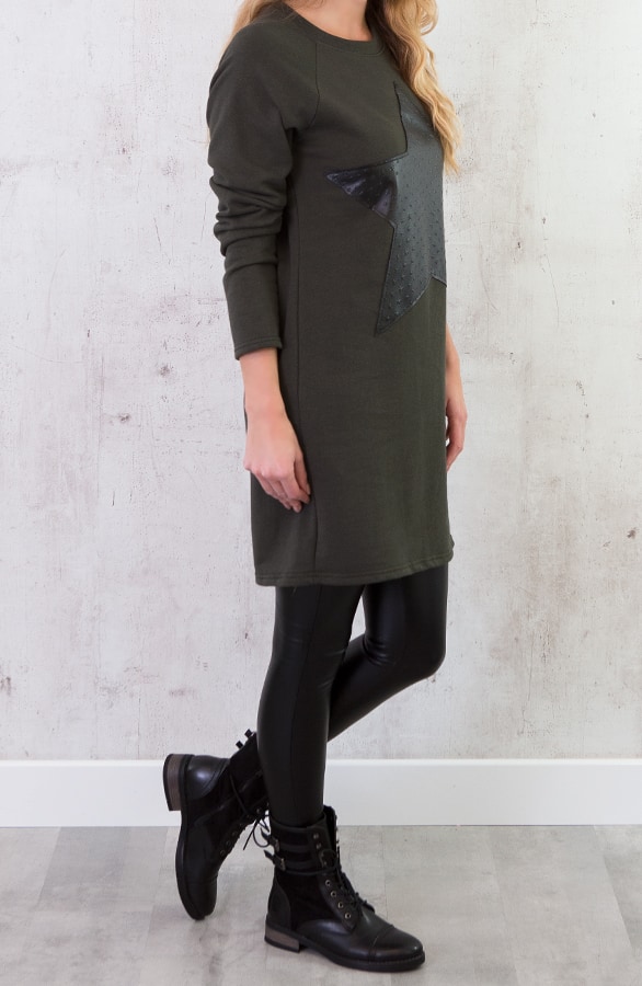 Leather Star Dress Green – shoparchief, foto 3