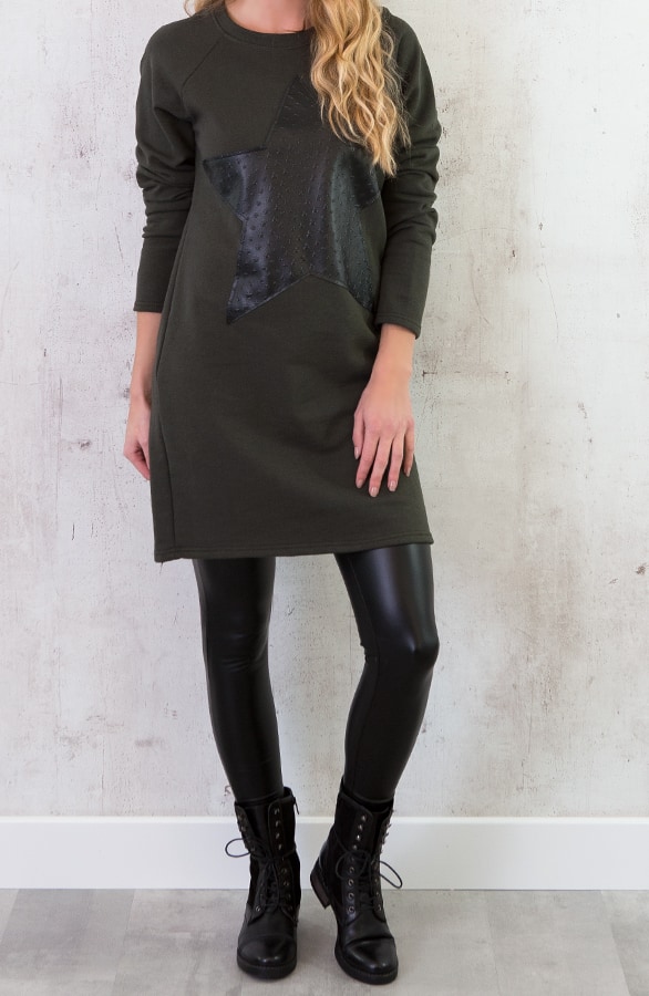 Leather Star Dress Green – shoparchief, foto 2