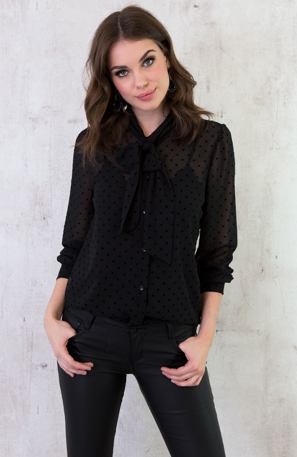 Sterrenprint Velours Blouse Zwart – shoparchief, foto 2
