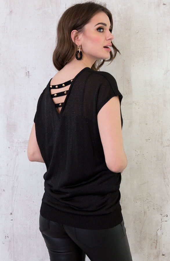Studs Glitter Top Zwart – shoparchief