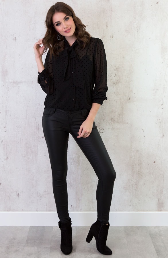 Sterrenprint Velours Blouse Zwart – shoparchief, foto 3
