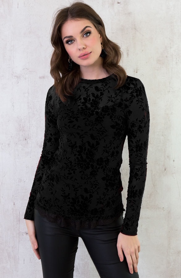 Velvet Bloemen Sleeve Zwart – shoparchief, foto 4