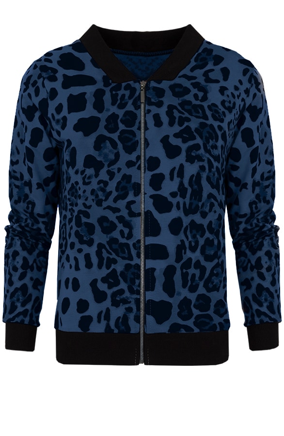 Leopard Bomber Jacket Blauw – shoparchief