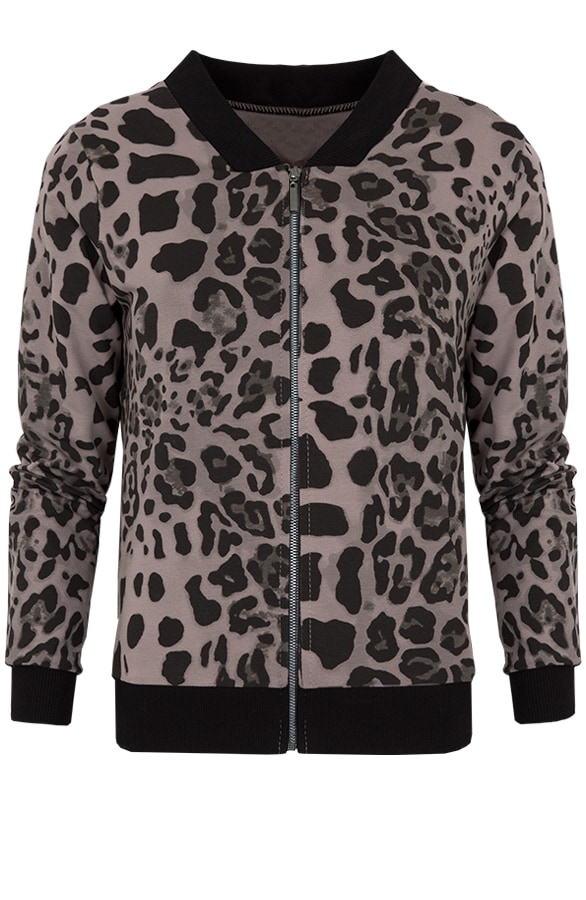 Leopard Bomber Jacket Taupe – shoparchief