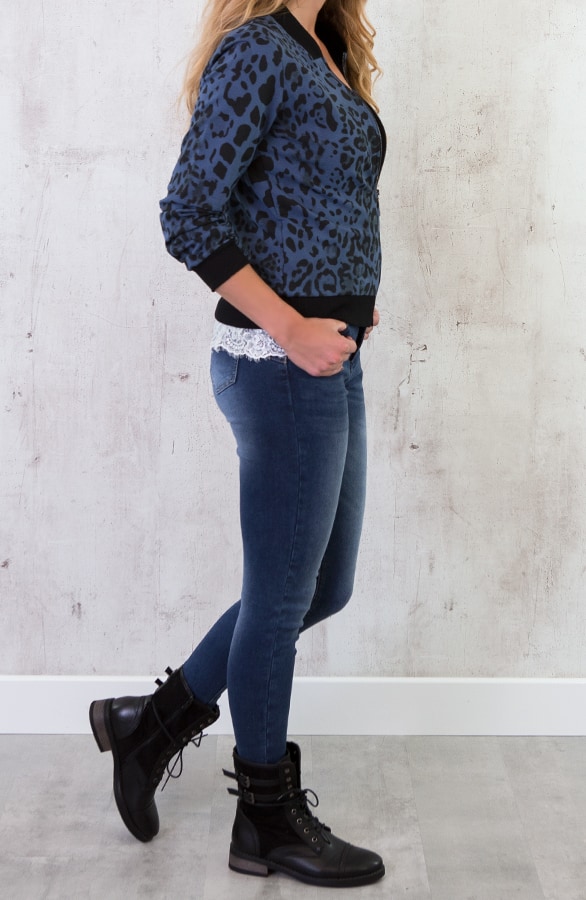 Leopard Bomber Jacket Blauw – shoparchief, foto 4