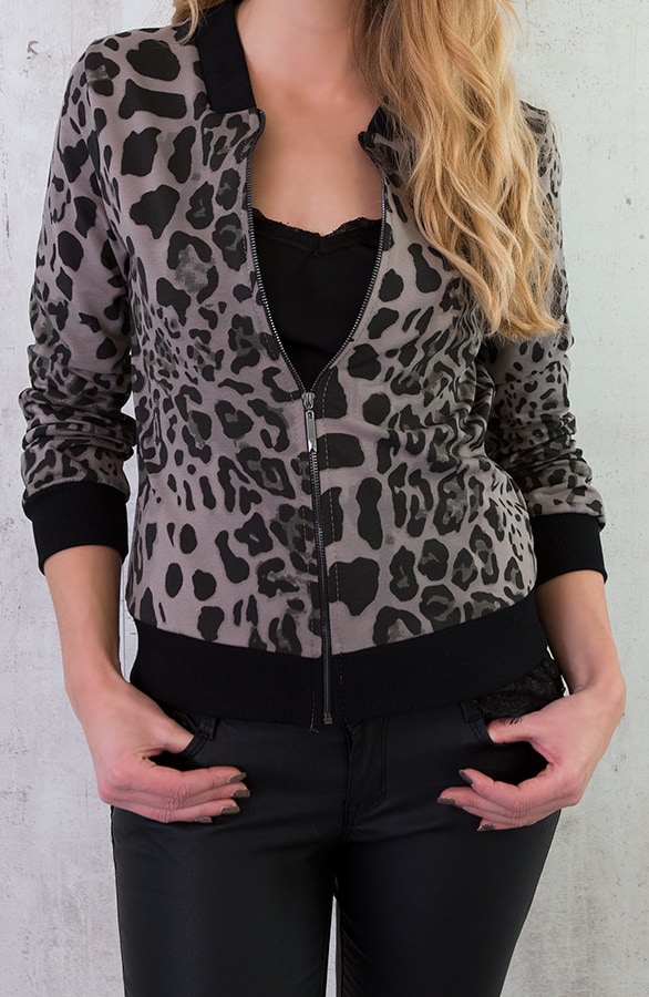 Leopard Bomber Jacket Taupe – shoparchief, foto 2
