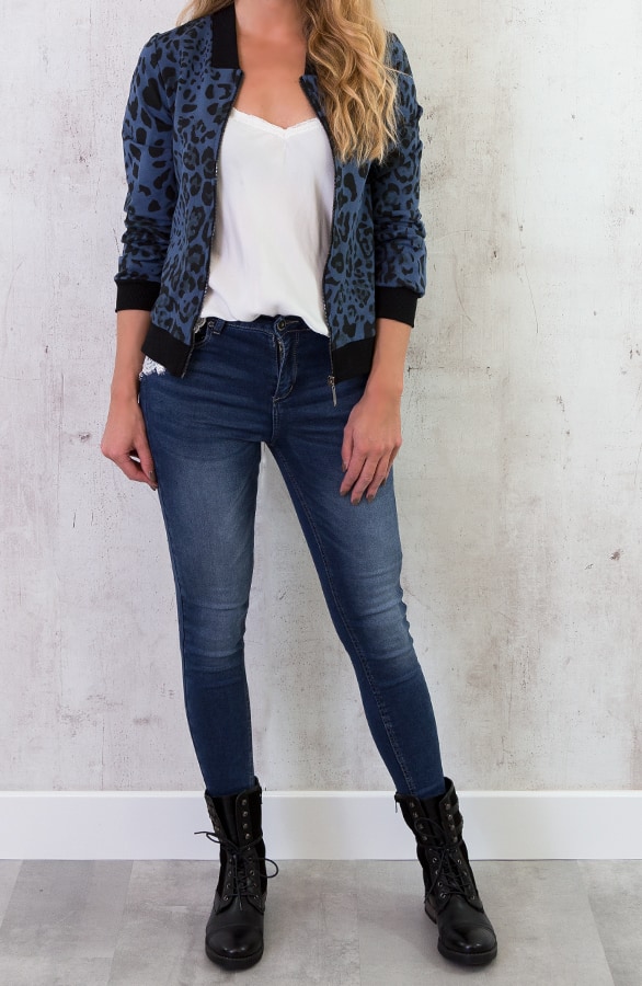 Leopard Bomber Jacket Blauw – shoparchief, foto 6