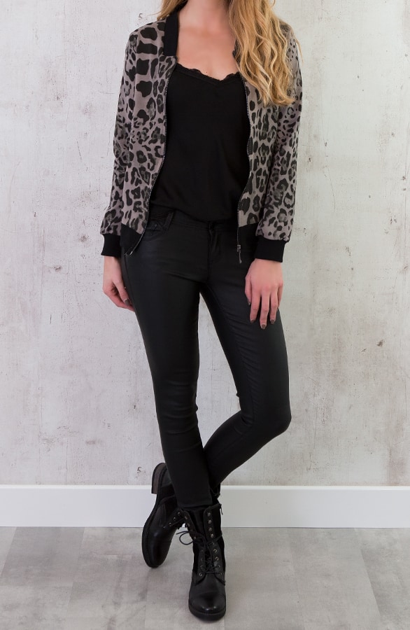 Leopard Bomber Jacket Taupe – shoparchief, foto 4