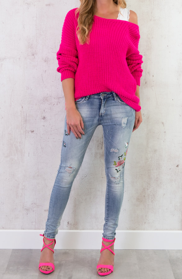 Twisted Gebreide Trui Fuchsia – shoparchief, foto 4