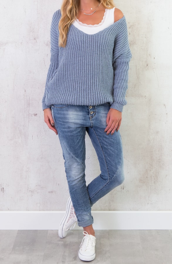 Low Back Sweater Jeans Blauw – shoparchief, foto 5