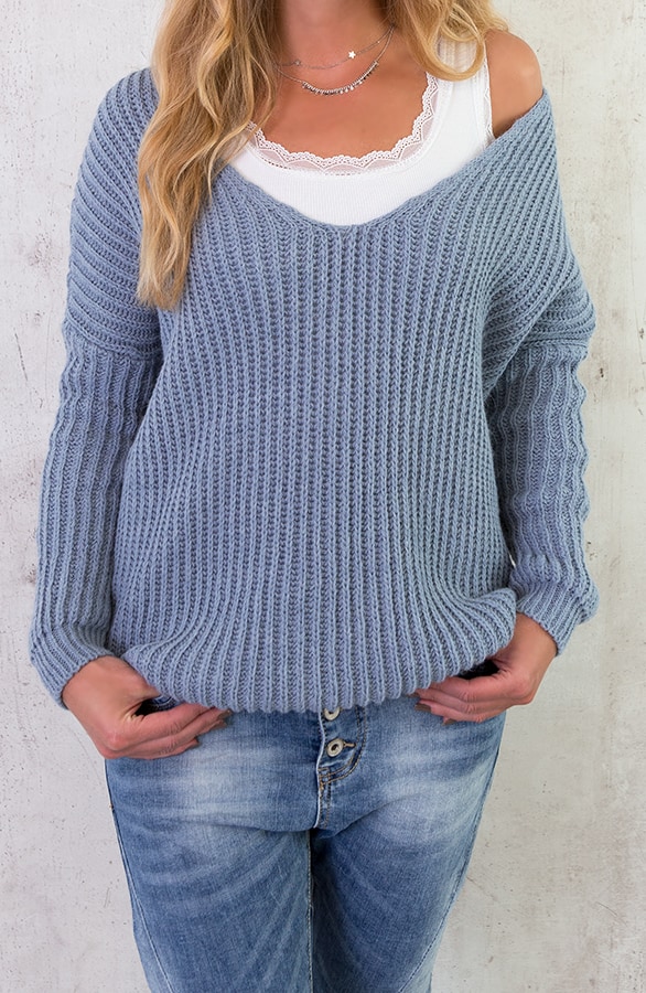 Low Back Sweater Jeans Blauw – shoparchief, foto 4