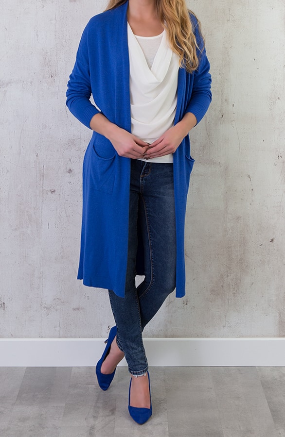 Long Jersey Cardigan Kobalt – shoparchief, foto 5