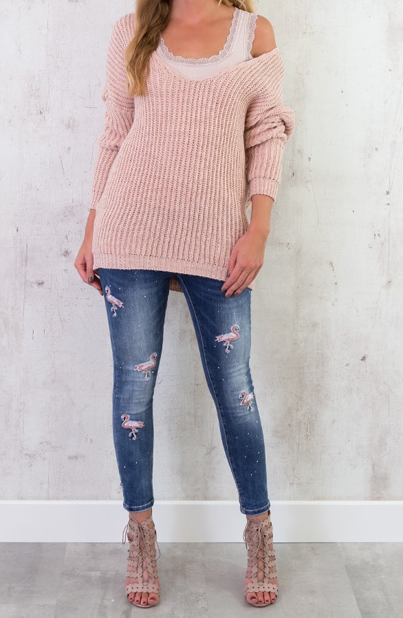 Low Back Sweater Roze – shoparchief, foto 2