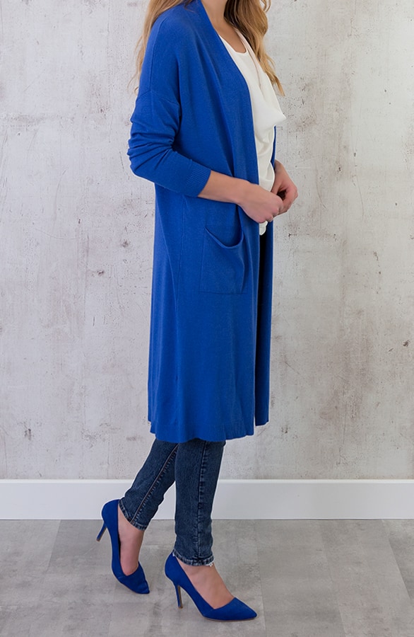 Long Jersey Cardigan Kobalt – shoparchief, foto 3