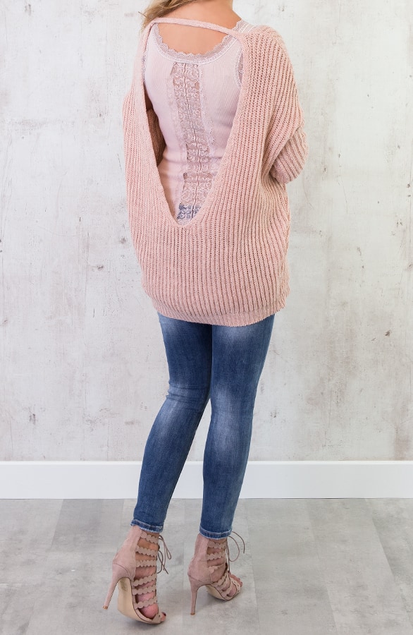 Low Back Sweater Roze – shoparchief, foto 3