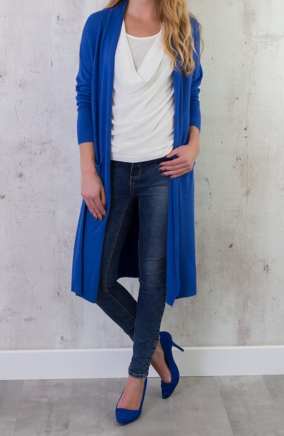 Long Jersey Cardigan Kobalt – shoparchief, foto 4