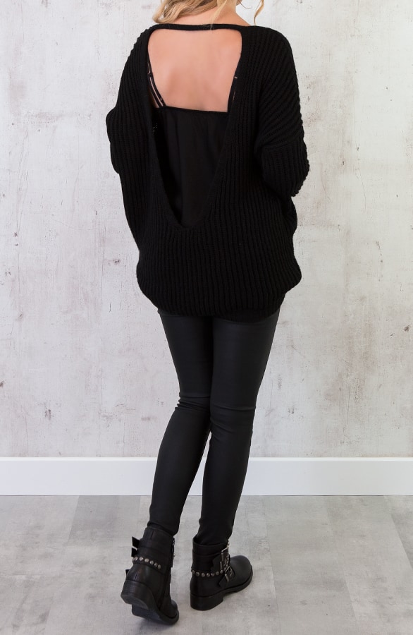 Low Back Sweater Zwart – shoparchief, foto 3
