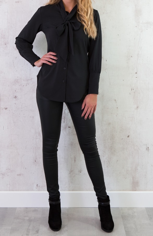 Zijde Strik Blouse Zwart – shoparchief, foto 7