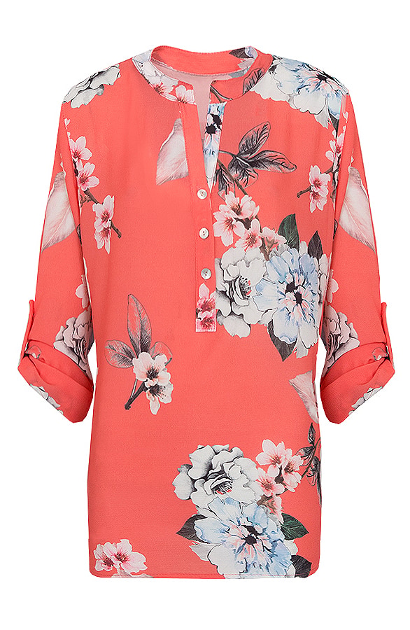 Bloemen Print Blouse Koraal – shoparchief