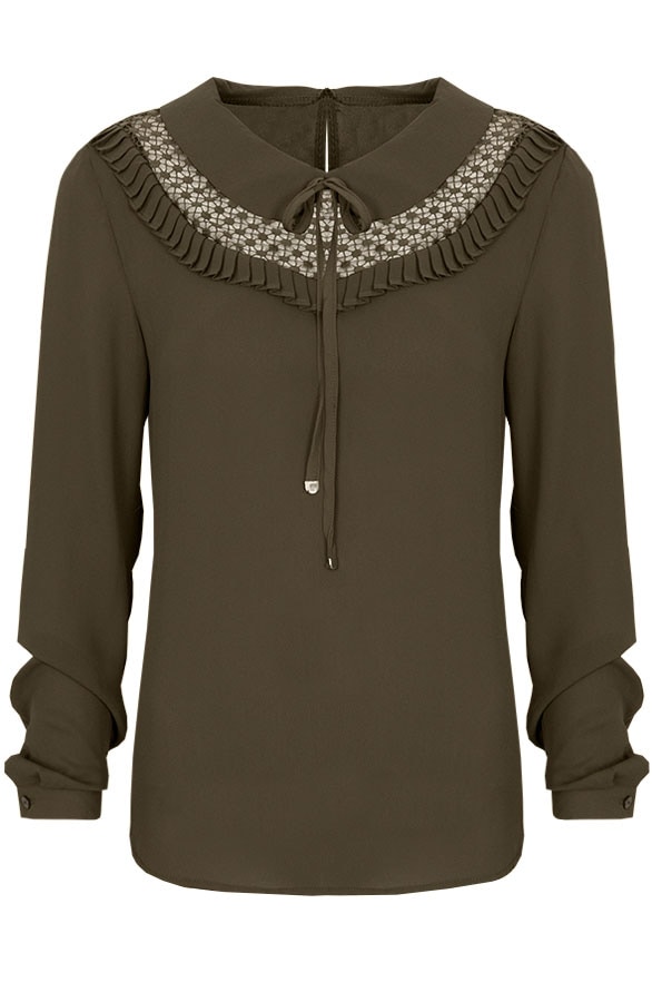 Collar Ruches Blouse Groen – shoparchief