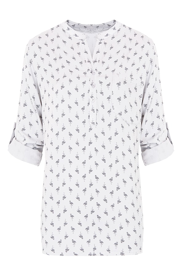 Flamingo Print Blouse Creme – shoparchief