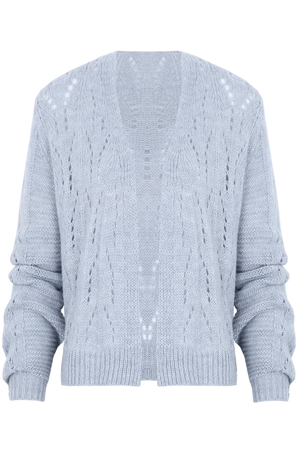 Gebreid Vest Open Blauw – shoparchief
