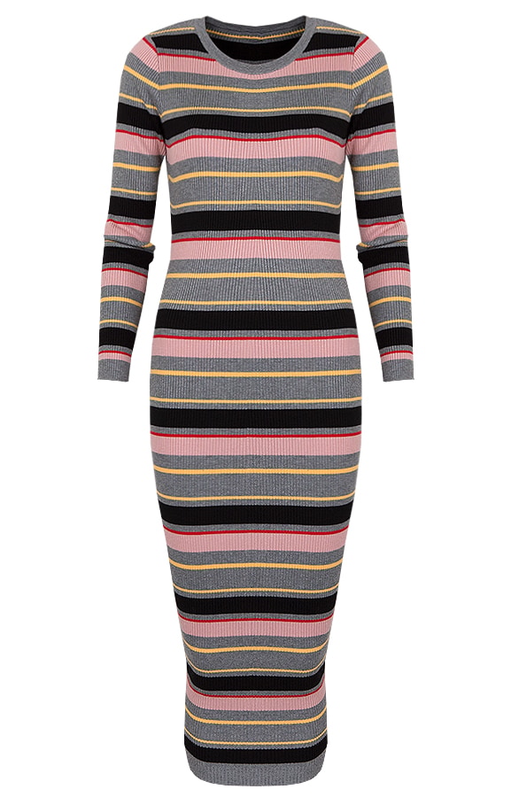 Gestreepte Stretch Jurk – shoparchief