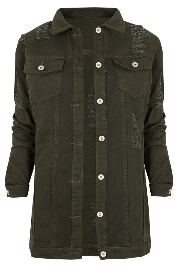 Long Denim Jacket Groen – shoparchief