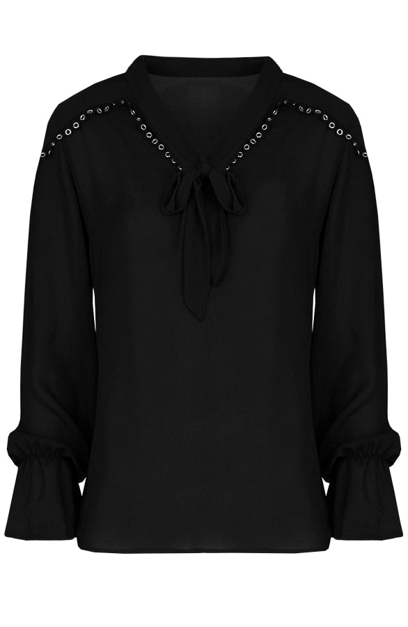 Metal Circle Blouse Zwart – shoparchief