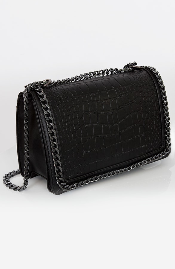 Slangenprint Chain Tas Zwart – shoparchief, foto 2