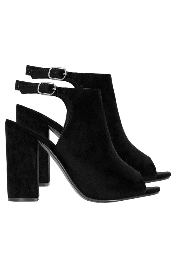 Suede Open Sandalen Zwart – shoparchief