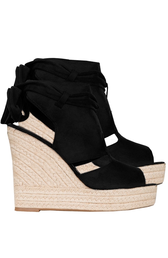 Suede Wedges Zwart – shoparchief