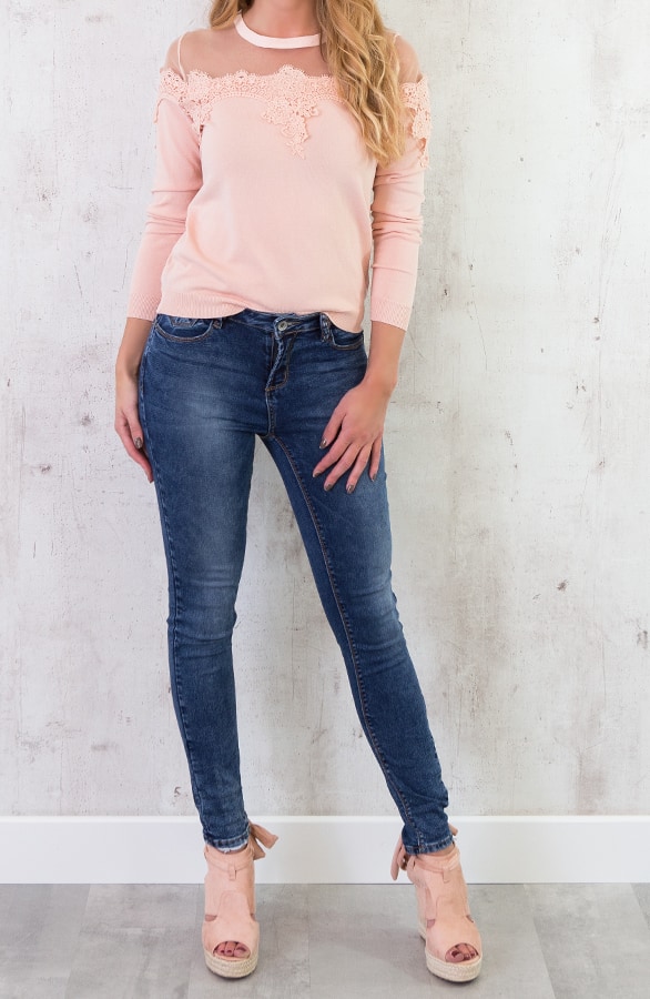 Kanten Mesh Trui Roze – shoparchief, foto 7