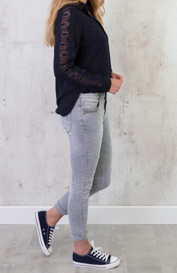 Kanten Blouse Deluxe Marine – shoparchief, foto 4