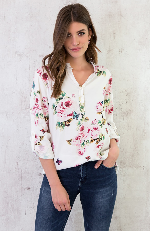 Bloemen Parel Blouse Creme – shoparchief